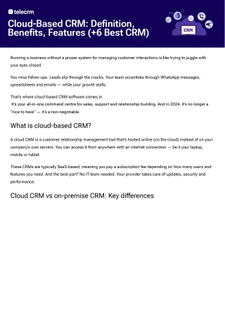 Cloud Based CRM