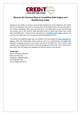 Discover the Smartest Way to Consolidate Debt Calgary and Breathe Easy Today