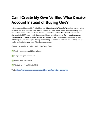 Can I Create My Own Verified Wise Creator Account Instead of Buying One_