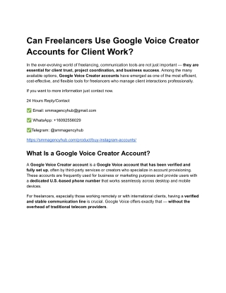 Can Freelancers Use Google Voice Creator Accounts for Client Work_