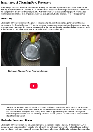 Sanitize Meals Processors For Easy Meals In Charlotte, NC Kitchens