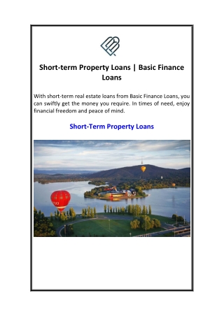 Short-term Property Loans  Basic Finance Loans