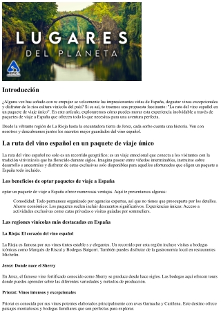 El recorrido del vino español a través de una oferta turístico exclusivo