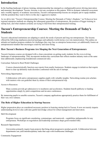 Tucson’s Entrepreneurship Courses: Meeting the Demands of Today’s Students