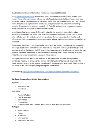 Butylated Hydroxytoluene Market Size