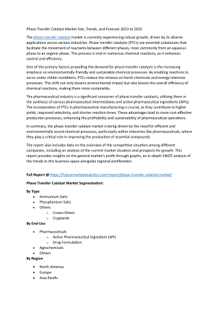 Phase Transfer Catalysts in Pharmaceuticals: Market Potential & Growth