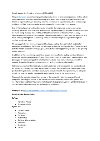Polyols Market Disruption: How Sustainability Is Reshaping the Industry