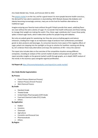 Future of the Zinc Oxide Market: Innovation and Sustainability Focus