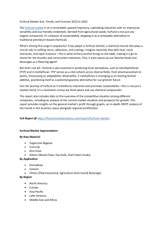 Agricultural Waste to Chemical Wealth: Inside the Furfural Market
