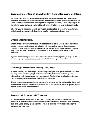 Endometriosis Care at Ekam Fertility_ Relief, Recovery, and Hope