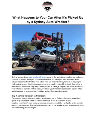 What Happens to Your Car After It’s Picked Up by a Sydney Auto Wrecker_