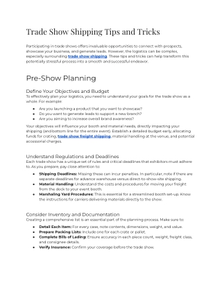 Trade Show Shipping Tips and Tricks