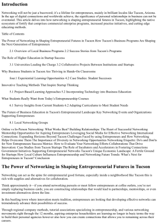 The Power of Networking in Shaping Entrepreneurial Futures in Tucson