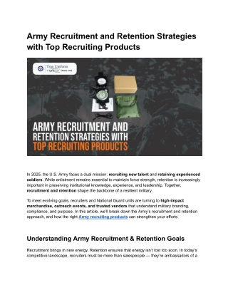 Army Recruitment and Retention Strategies with Top Recruiting Products