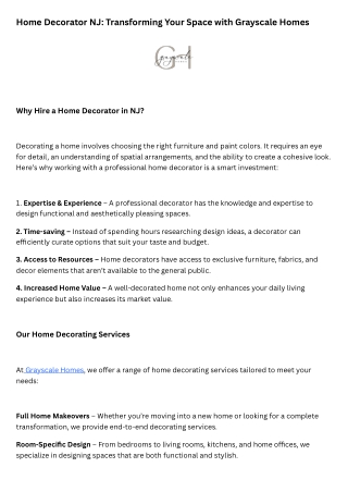 Home Decorator NJ: Transforming Your Space with Grayscale Homes