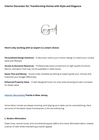 Interior Decorator NJ: Transforming Homes with Style and Elegance