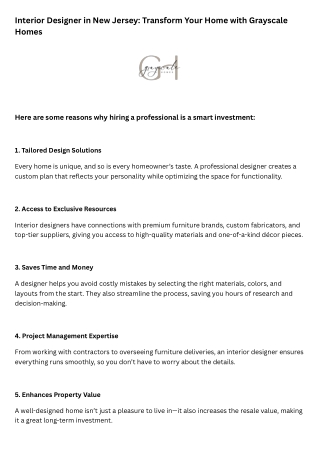 Interior Designer in New Jersey: Transform Your Home with Grayscale Homes