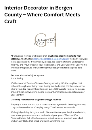 Interior Decorator in Bergen County – Where Comfort Meets Craft