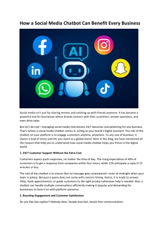How a Social Media Chatbot Can Benefit Every Business