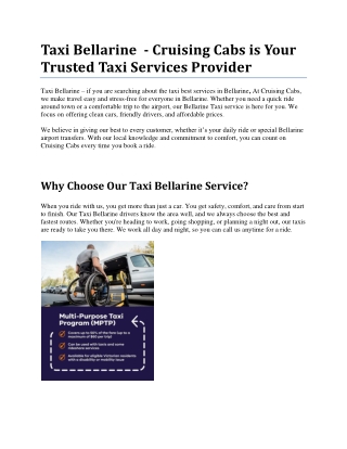 Taxi Bellarine  - Cruising Cabs is Your Trusted Taxi Services Provider (1)