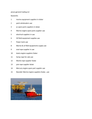 pisces general trading LLC Marine & oil field equipments supply uae
