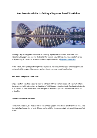 Your Complete Guide to Getting a Singapore Travel Visa Online