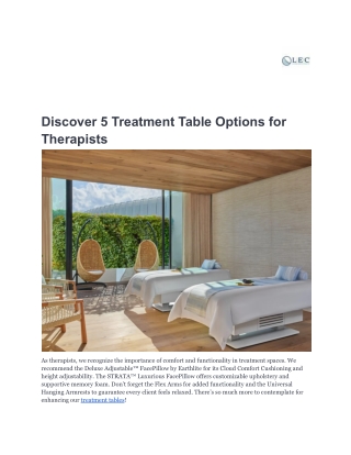 Discover 5 Treatment Table Options for Therapists