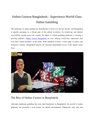 Online Casinos Bangladesh – Experience World-Class Online Gambling