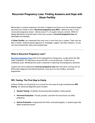Recurrent Pregnancy Loss_ Finding Answers and Hope with Ekam Fertility