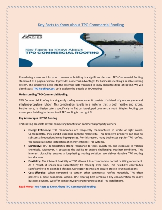 Key Facts to Know About TPO Commercial Roofing