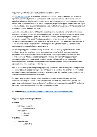 Strategic Investments and M&A Trends in the Propylene Glycol Market