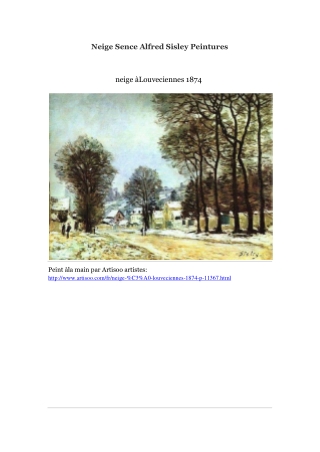Neige Sence Alfred Sisley Peintures -- Artisoo