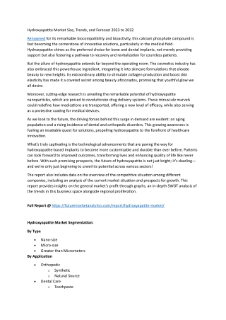 Hydroxyapatite-Based Coatings: Industrial Demand and Innovations