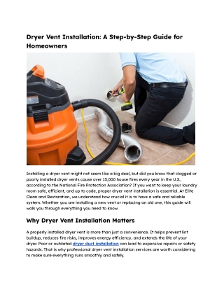 Dryer Vent Installation Guide | Elite Clean & Restoration