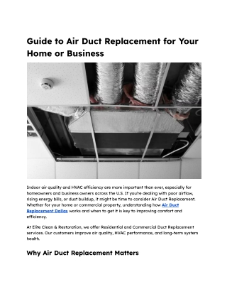 Guide to Air Duct Replacement for Your Home or Business