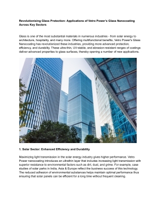 Revolutionising Glass Protection_ Applications of Vetro Power’s Glass Nanocoating Across Key Sectors