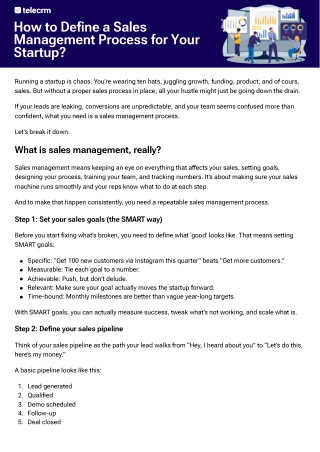 How to Define a Sales Management Process for Your Startup