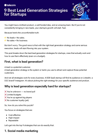 Lead Generation Strategies for Startups