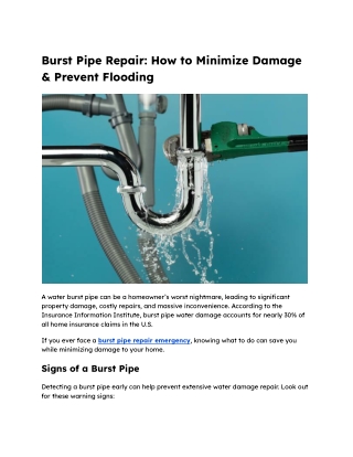 Burst Pipe Repair: How to Minimize Damage & Prevent Future Issues