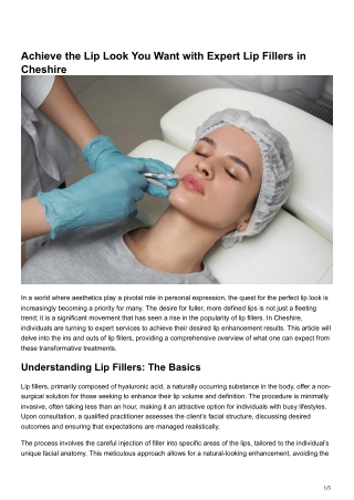 Achieve the Lip Look You Want with Expert Lip Fillers in Cheshire