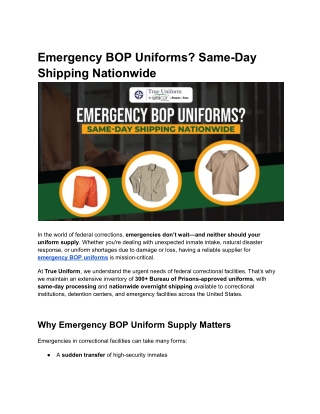 Emergency BOP Uniforms? Same-Day Shipping Nationwide