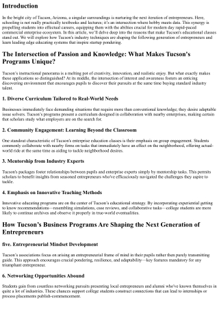 The Intersection of Passion and Knowledge: What Makes Tucson's Programs Unique?