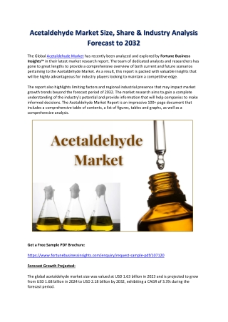 Acetaldehyde Market Demand & Future Trends Outlook to 2032