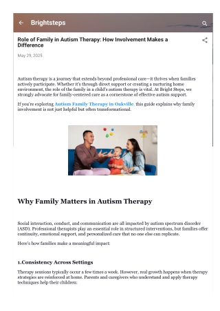 Autism Family Therapy in Oakville