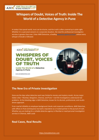 Whispers of Doubt, Voices of Truth: Inside The World of a Detective Agency in Pu