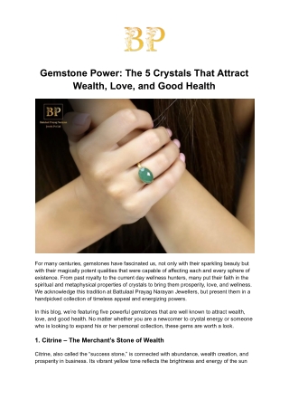 Gemstone Power_ The 5 Crystals That Attract Wealth, Love, and Good Health