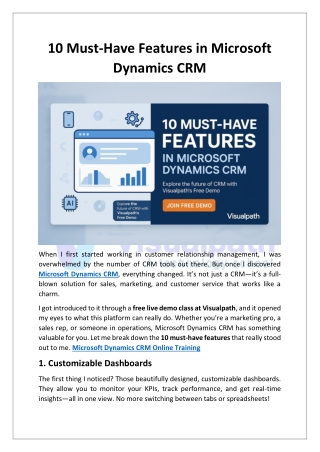 Dynamics CRM Online Training | CRM Training Institute