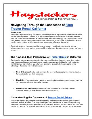 Navigating Through the Landscape of Farm Tractor Rental California june