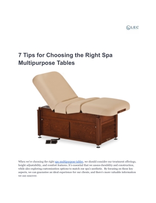7 Tips for Choosing the Right Spa Multipurpose Tables