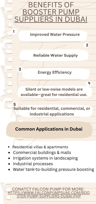 Benefits of booster pump suppliers in dubai